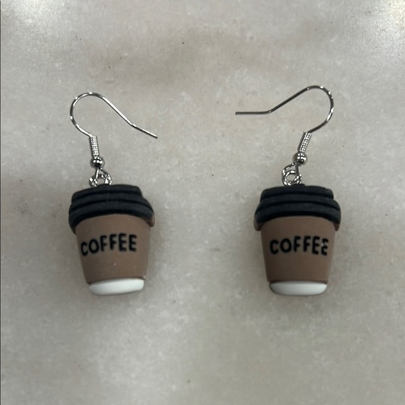 Clay Coffee Cup Earrings - Picture 2 of 5